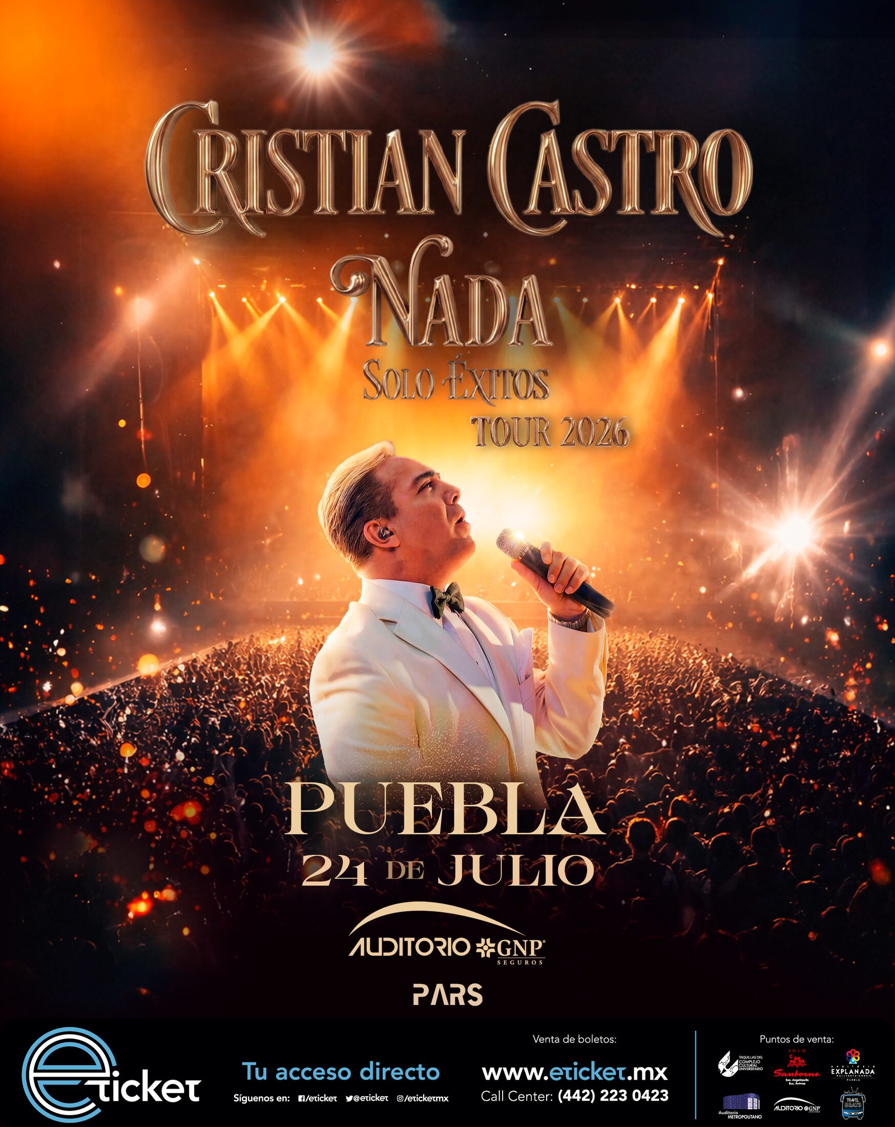 Flyer de Cristian Castro en Puebla