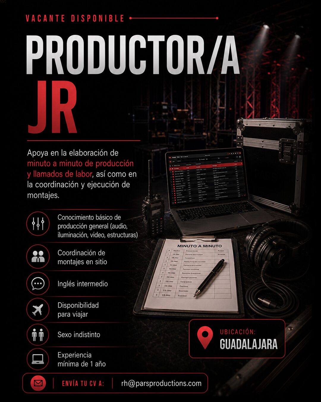 Vacante abierta de Productor o Productora Jr en PARS