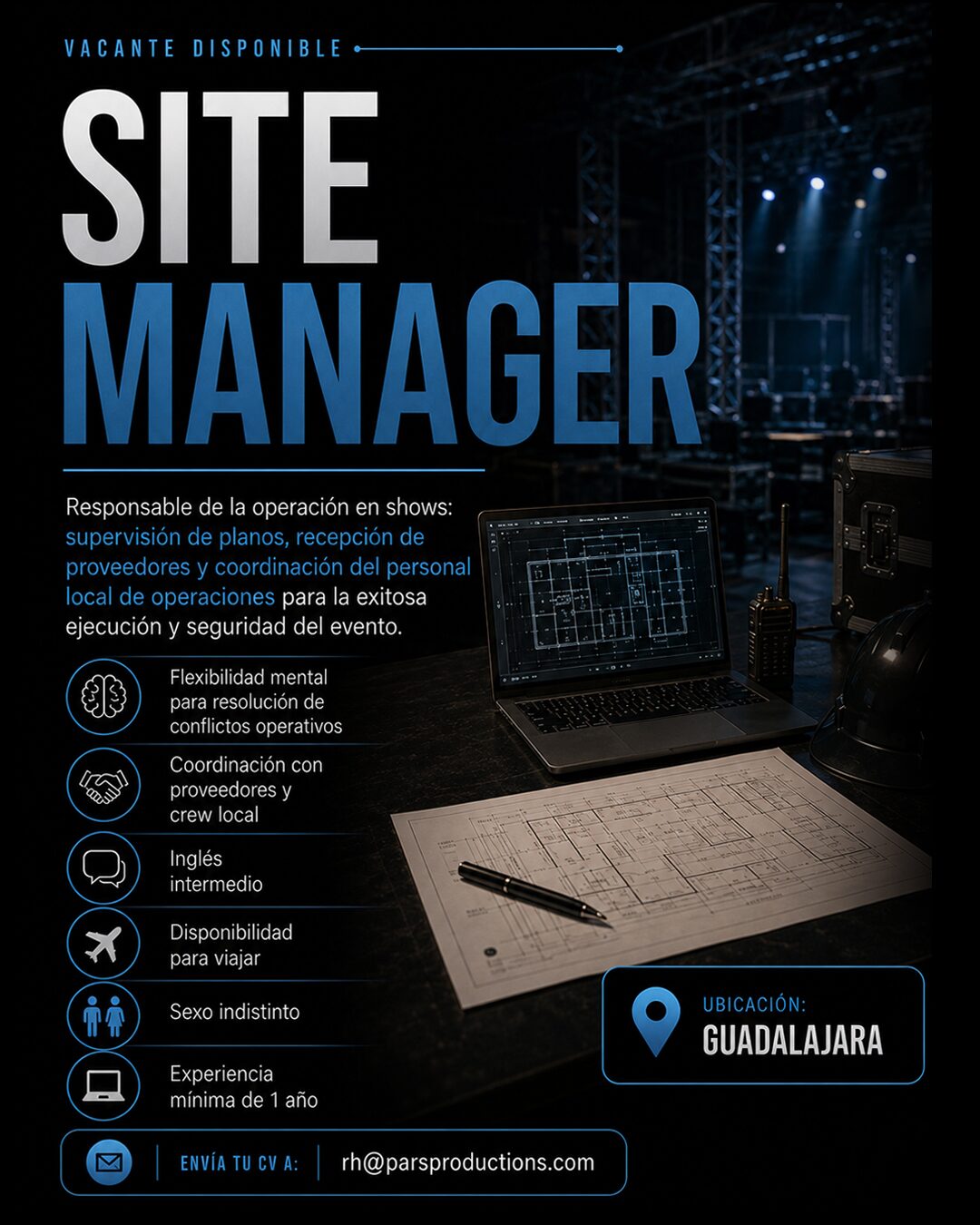 Vacante abierta de Site Manager en PARS